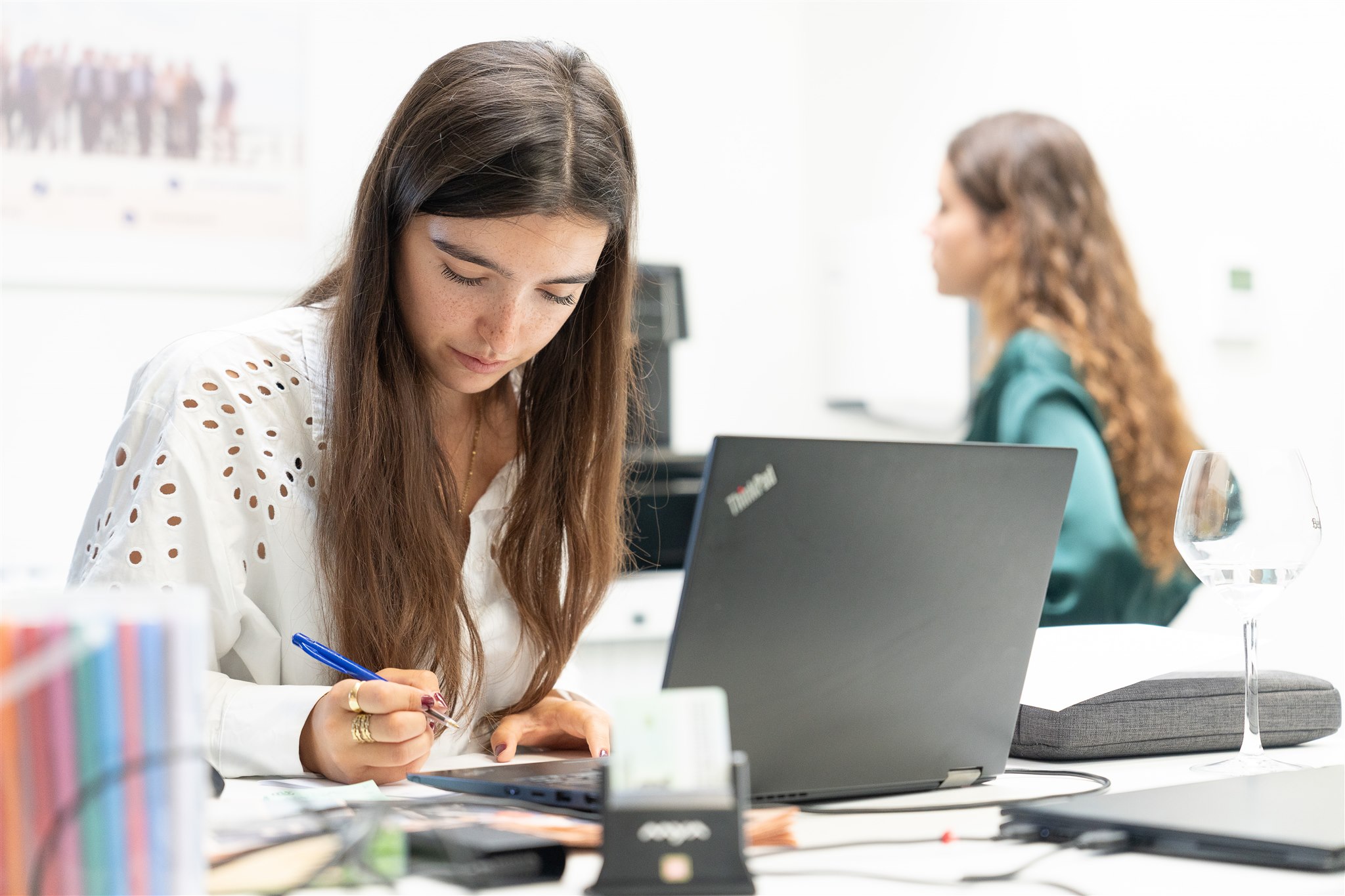 A woman alone working on her laptop