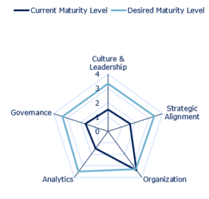 Diagram showcasing the difference between current maturity level and the desired maturity level